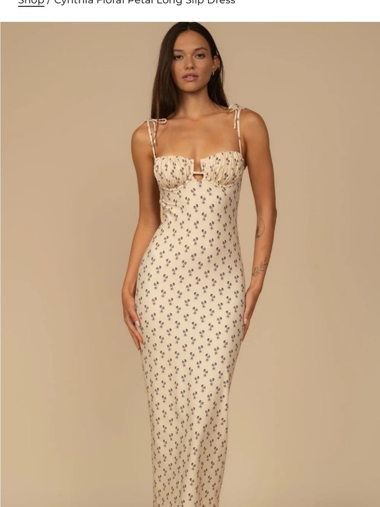 Montce Dresses & Skirts - Montce Cream Mini Floral Maxi Slip Dress with Tie Straps